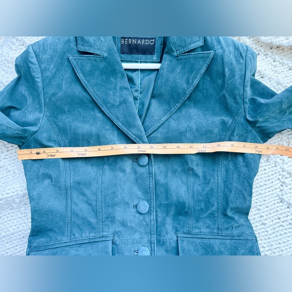 Bernardo - Genuine Leather Suede Jacket - Teal - Fitted - Size 8 - Picture 10 of 11